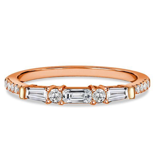 Baguette & Round Cut Half Eternity Wedding Band in Sterling Silver