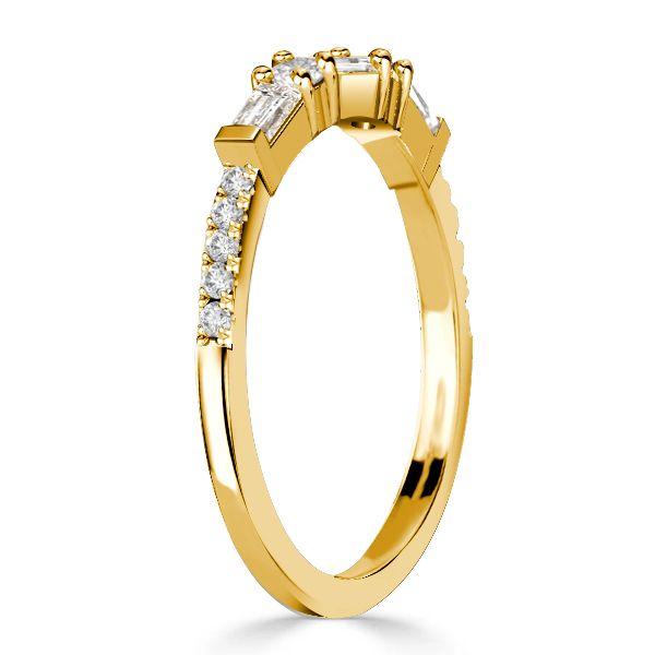 Baguette & Round Cut Half Eternity Wedding Band in Sterling Silver