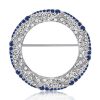 Art Deco Milgrain Circle Brooch - Sterling Silver, 1.15 CTW Simulated Diamond