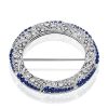 Art Deco Milgrain Circle Brooch - Sterling Silver, 1.15 CTW Simulated Diamond