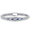 Art Deco Round Cut Sterling Silver Bracelet - Vintage Wedding Style