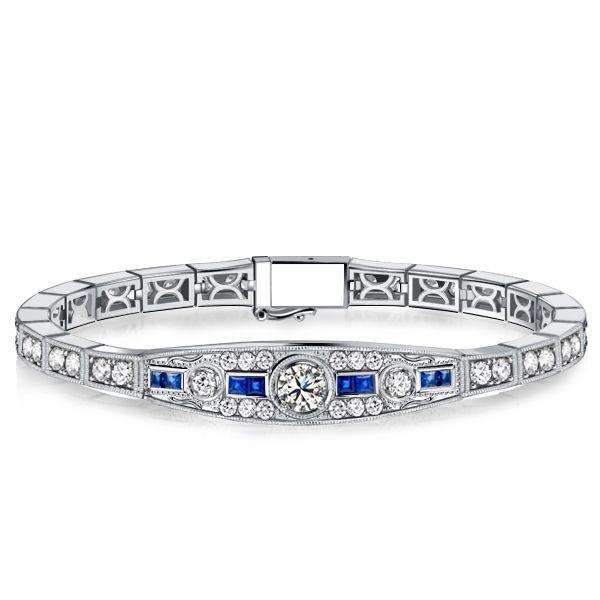 Art Deco Round Cut Sterling Silver Bracelet - Vintage Wedding Style