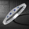 Art Deco Round Cut Sterling Silver Bracelet - Vintage Wedding Style