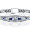 Art Deco Round Cut Sterling Silver Bracelet - Vintage Wedding Style