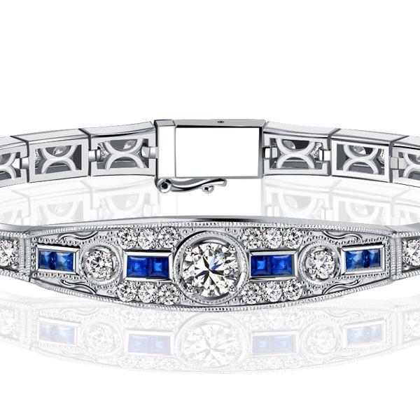 Art Deco Round Cut Sterling Silver Bracelet - Vintage Wedding Style