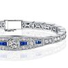 Art Deco Round Cut Sterling Silver Bracelet - Vintage Wedding Style
