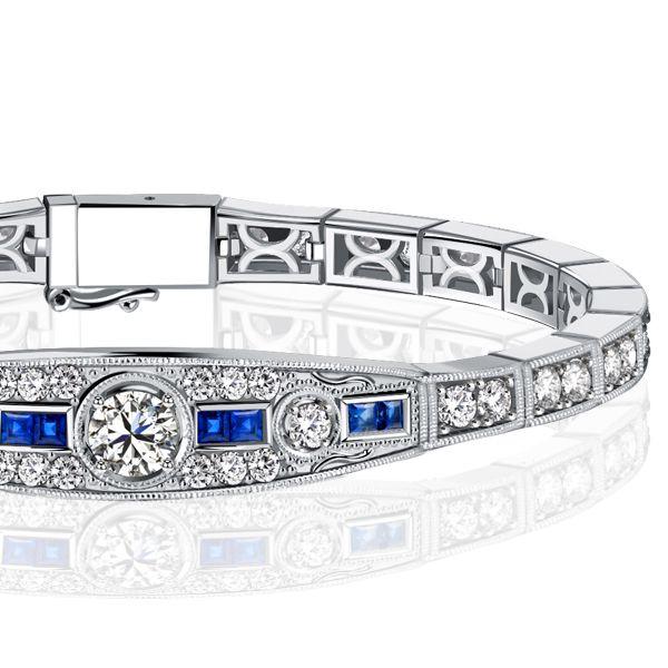 Art Deco Round Cut Sterling Silver Bracelet - Vintage Wedding Style