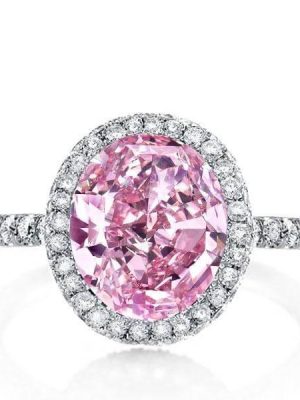 Pink Sapphire Halo Engagement Ring - Sterling Silver