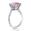 Pink Sapphire Halo Engagement Ring - Sterling Silver