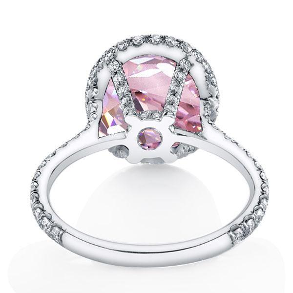 Pink Sapphire Halo Engagement Ring - Sterling Silver
