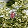 Pink Sapphire Halo Engagement Ring - Sterling Silver