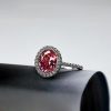 Pink Sapphire Halo Engagement Ring - Sterling Silver