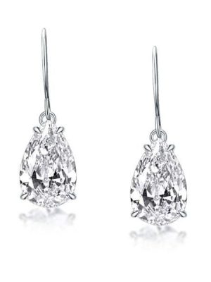 Classic Pear Drop Earrings, 4.50 CT. TW. Simulated Stones, 925 Sterling Silver Rhodium Plated