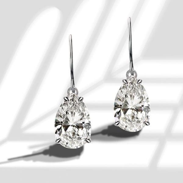 Classic Pear Drop Earrings, 4.50 CT. TW. Simulated Stones, 925 Sterling Silver Rhodium Plated