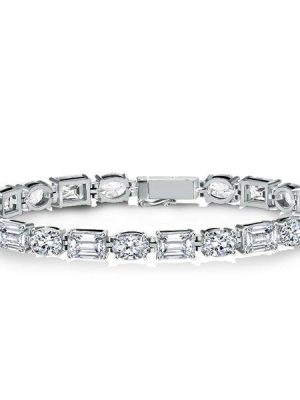 Oval & Emerald Alternating Tennis Bracelet - Sterling Silver, 17.65 CT. TW