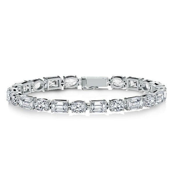 Oval & Emerald Alternating Tennis Bracelet - Sterling Silver, 17.65 CT. TW