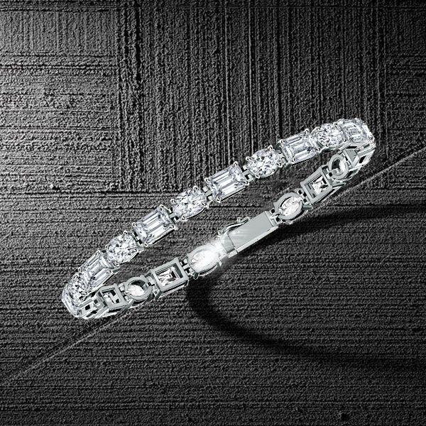 Oval & Emerald Alternating Tennis Bracelet - Sterling Silver, 17.65 CT. TW