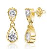 Round Cut Waterdrop Dangle Earrings for Women - 925 Sterling Silver, Gold & Rose Gold Plated