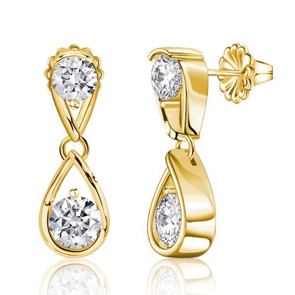 Round Cut Waterdrop Dangle Earrings for Women - 925 Sterling Silver, Gold & Rose Gold Plated