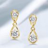 Round Cut Waterdrop Dangle Earrings for Women - 925 Sterling Silver, Gold & Rose Gold Plated
