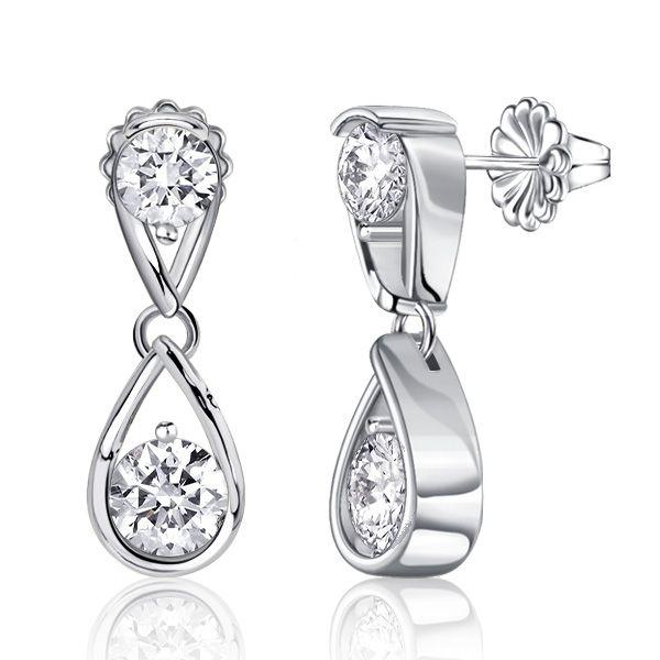 Round Cut Waterdrop Dangle Earrings for Women - 925 Sterling Silver, Gold & Rose Gold Plated