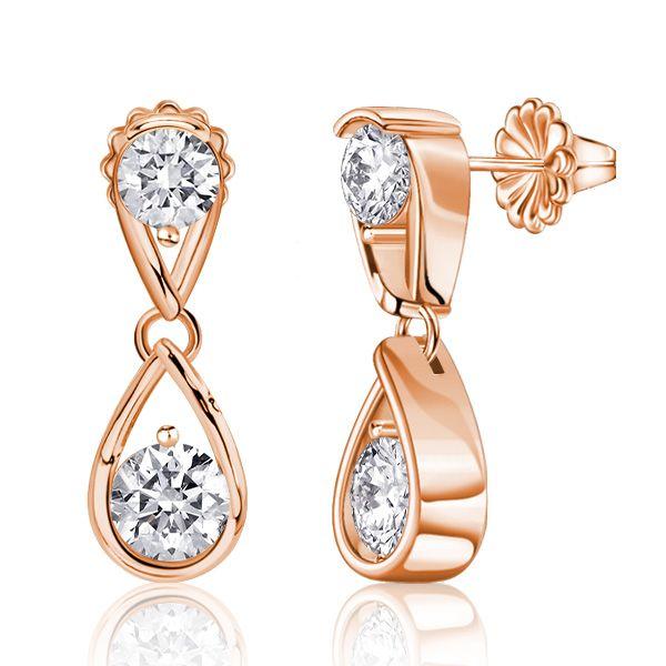 Round Cut Waterdrop Dangle Earrings for Women - 925 Sterling Silver, Gold & Rose Gold Plated