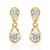 Round Cut Waterdrop Dangle Earrings for Women - 925 Sterling Silver, Gold & Rose Gold Plated