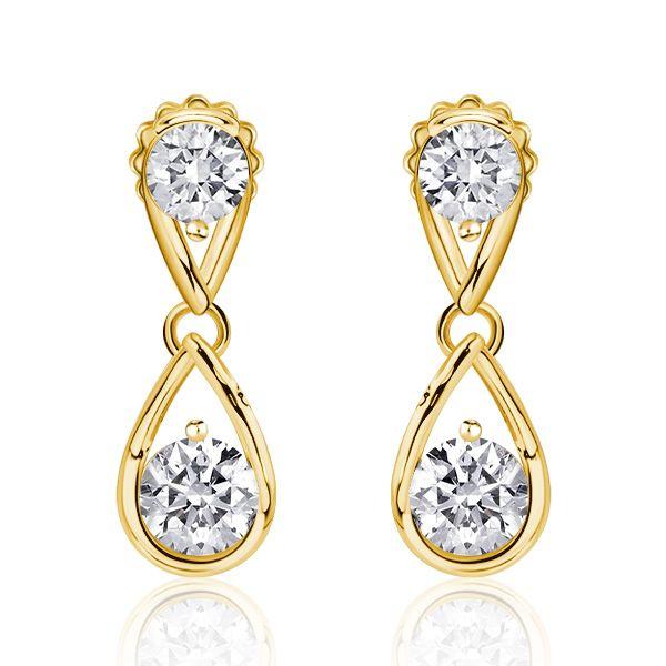 Round Cut Waterdrop Dangle Earrings for Women - 925 Sterling Silver, Gold & Rose Gold Plated