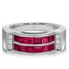Ascher Cut Ruby Band Ring | 1.31 CTW Wedding Band Anniversary Ring in Sterling Silver