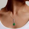 Emerald Green Pendant Necklace for Women in 925 Sterling Silver