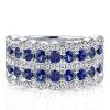 Multi-Row White Sapphire Half Eternity Wedding Band - Sterling Silver