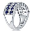 Multi-Row White Sapphire Half Eternity Wedding Band - Sterling Silver