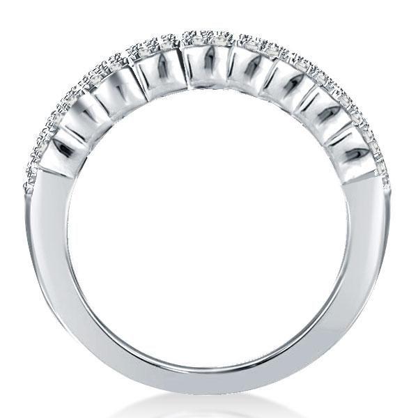 Multi-Row White Sapphire Half Eternity Wedding Band - Sterling Silver