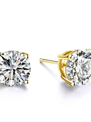 Classic 4-Prong Sapphire Stud Earrings in 18K Gold Plated Sterling Silver