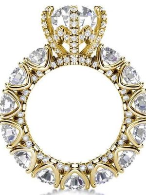 18K Gold Plated Sterling Silver Round Eternity Engagement Ring 3.87 CT.