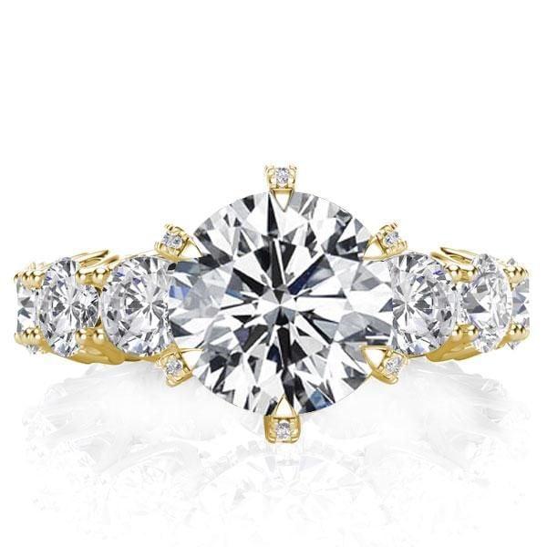 18K Gold Plated Sterling Silver Round Eternity Engagement Ring 3.87 CT.