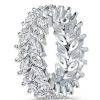 Double Row Marquise Cut Cubic Zirconia Eternity Wedding Band in Sterling Silver
