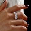 Double Row Marquise Cut Cubic Zirconia Eternity Wedding Band in Sterling Silver