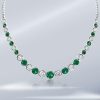 Sterling Silver Emerald Sapphire Bezel Set Tennis Necklace 12.98 CT.TW.