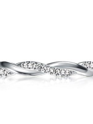 Twisted Vine Sterling Silver Wedding Band with Simulated Diamonds