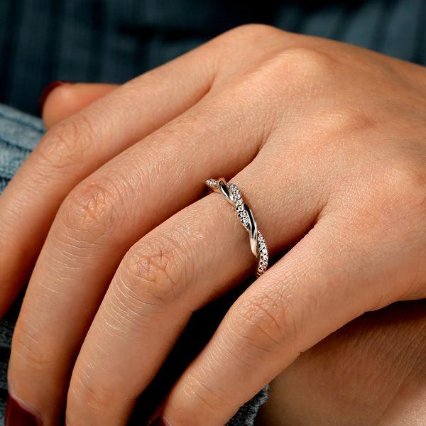 Twisted Vine Sterling Silver Wedding Band with Simulated Diamonds