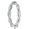 Twisted Vine Sterling Silver Wedding Band with Simulated Diamonds