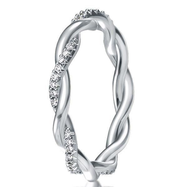 Twisted Vine Sterling Silver Wedding Band with Simulated Diamonds