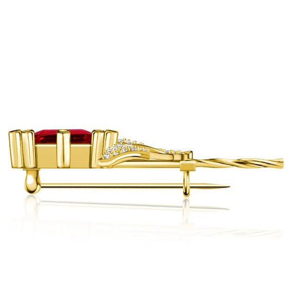 Vintage Ruby Sapphire Emerald Cut Flower Stick Pin Brooch - 925 Sterling Silver Gold Plated