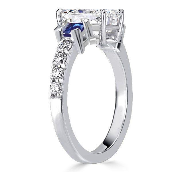 Radiant Cut White Sapphire Three Stone Engagement Ring in Sterling Silver