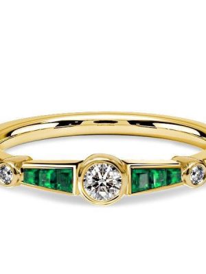Vintage Emerald and Sapphire Ring | 18K Gold Plated Sterling Silver Wedding Promise Ring