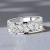 Pear Shaped & Baguette Cut Half Eternity Band Ring in Rhodium-Plated Sterling Silver