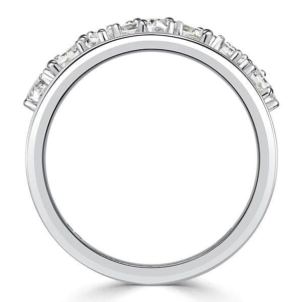 Pear Shaped & Baguette Cut Half Eternity Band Ring in Rhodium-Plated Sterling Silver