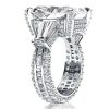 Radiant Cut White Sapphire Three Stone Engagement Ring - Sterling Silver