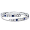 White & Blue Sapphire Spiral Wedding Band in Sterling Silver - 0.33 CT. TW.